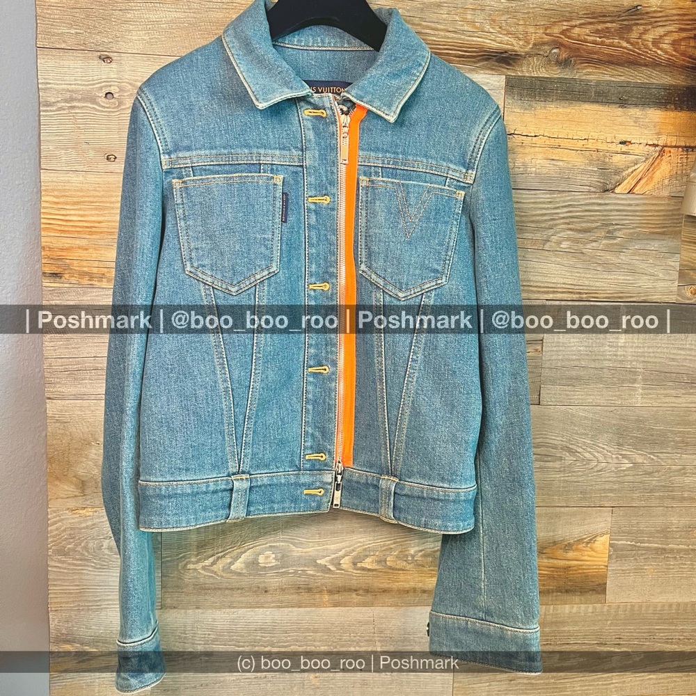 Louis Vuitton Blue Jean Denim Jacket, Silver Hardware, Monogram Patch, Authentic - Picture 13 of 15
